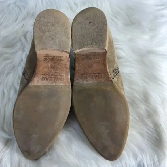 Italeau Miralda Handmade Italian Tan Suede Side Zip Booties Sz 37.5/US 7 - Picture 6 of 8